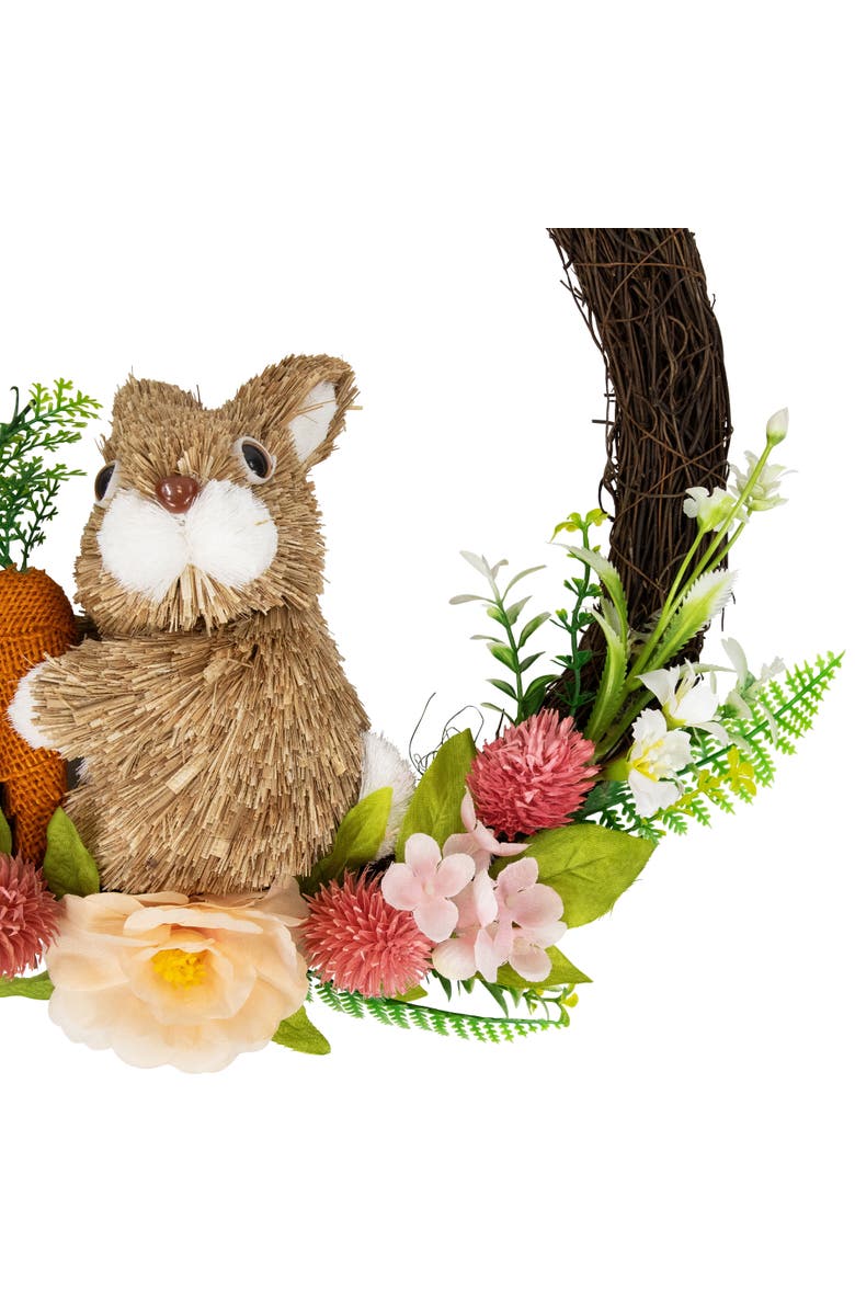 Northlight Floral Grapevine Spring Easter Wreath with Rabbit - 12", Alternate, color, Pink