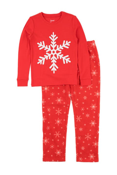 2-pc. Cotton Top & Fleece Pants Holiday Pajama Set
