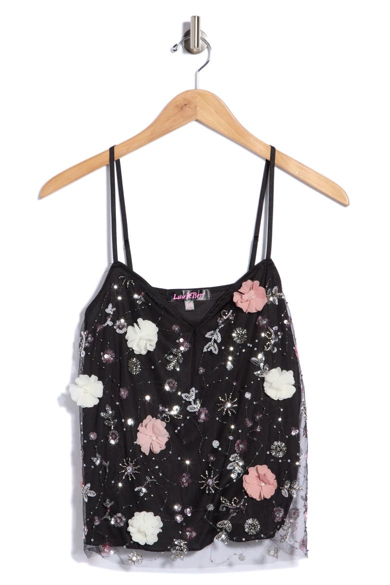V-Neck Embellished Swing Camisole, Main, color, BLACK COMBO