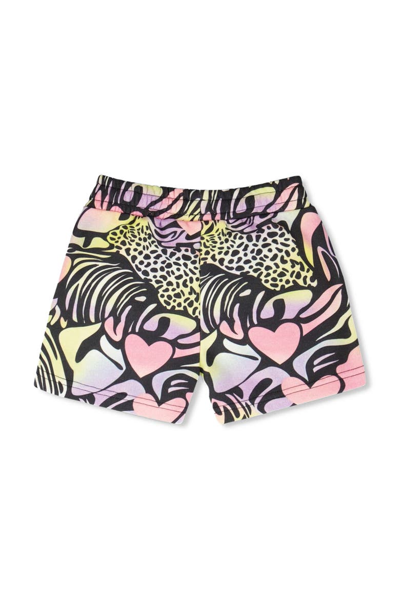 French Terry Elastic Waist Shorts, Alternate, color, Black with Multicolored Print