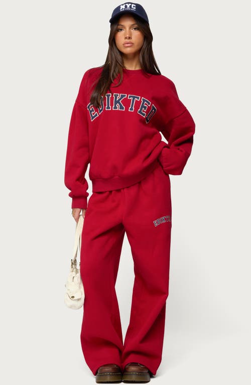 Edikted Major Wide Leg Sweatpants In Red