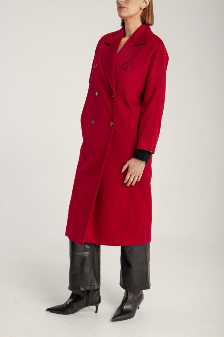 Cashmere Double Breasted Long Coat, Alternate, color, Bordeaux