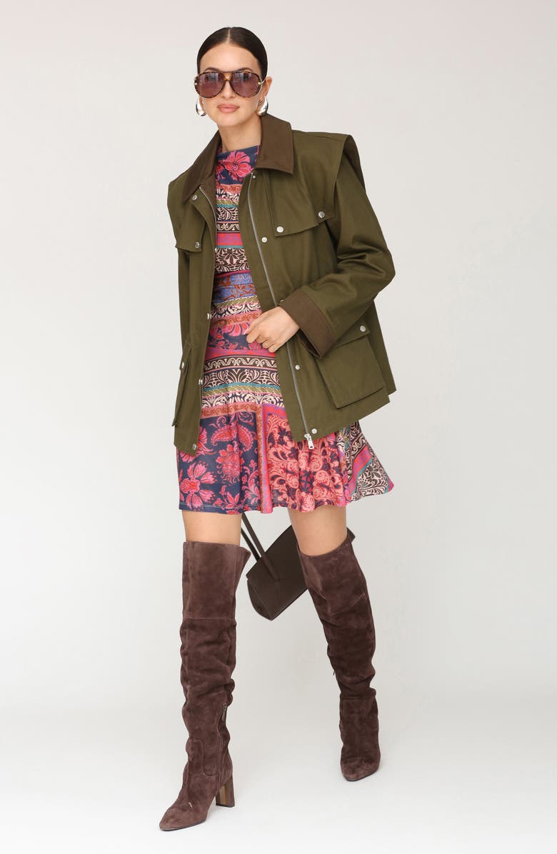 Avec Les Filles Strong Shoulder Cotton Canvas Utility Coat, Alternate, color, Caper