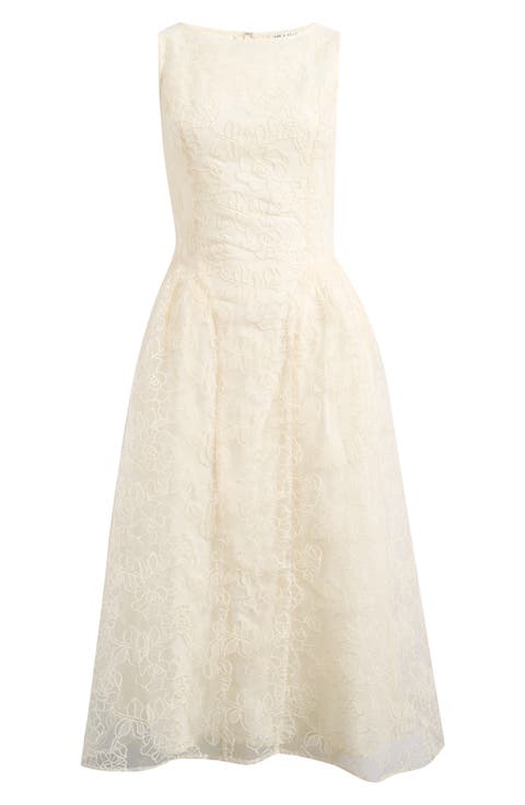 Floral Embroidered Fit & Flare Midi Dress