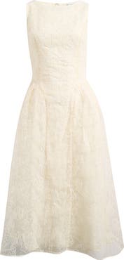 Mila Mae Floral Embroidered Fit & Flare Midi Dress