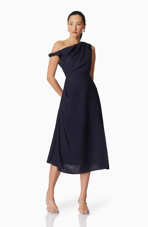 Elliatt Kara One-shoulder Midi Dress In Navy