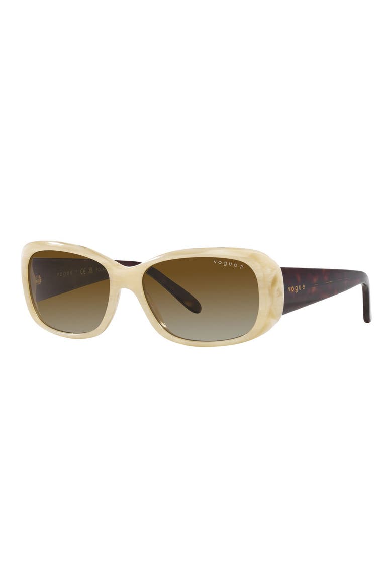 55mm Gradient Polarized Rectangular Sunglasses, Alternate, color, BEIGE HORN