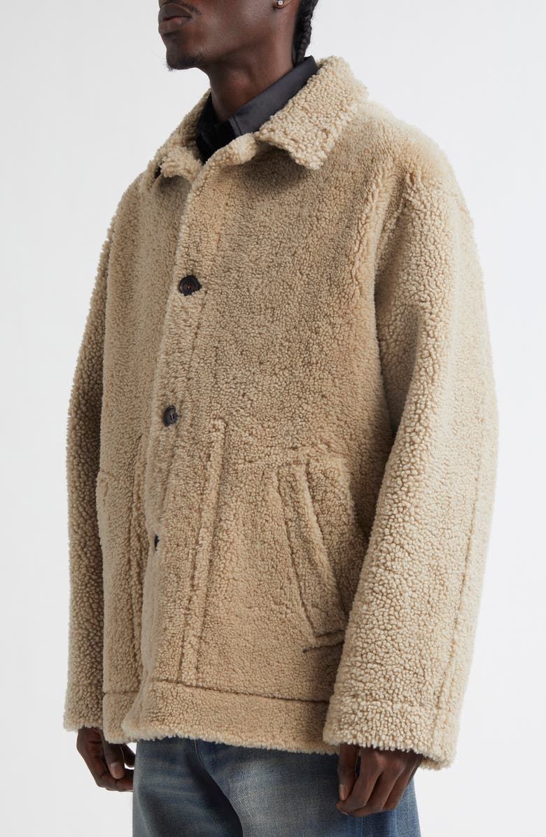 MM6 Maison Margiela Reversible Lambskin Leather & Genuine Shearling Coat, Alternate, color, Beige/ Black