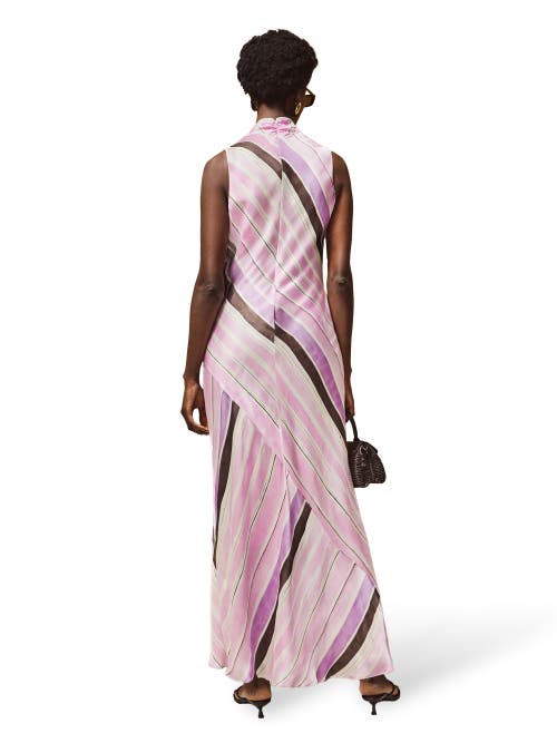 Ro&zo Womens Pink Phoebe Stripe Cowl-neck Satin Maxi Dress In Pink