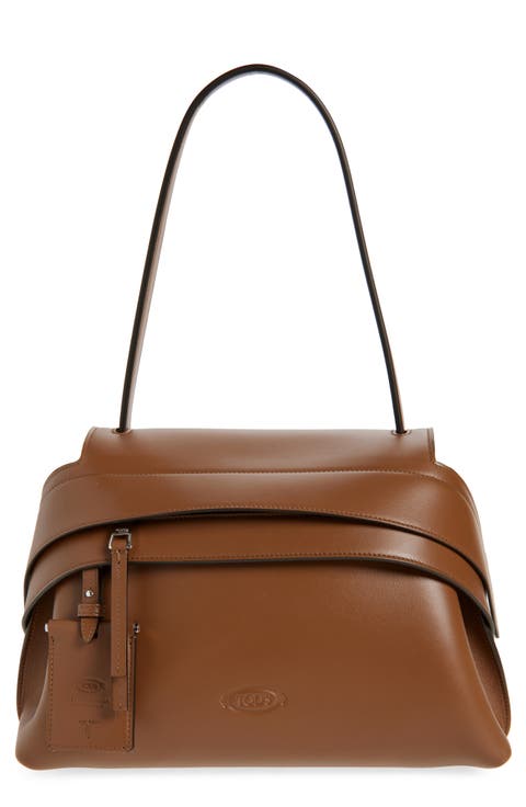 Medium Wave Leather Shoulder Bag