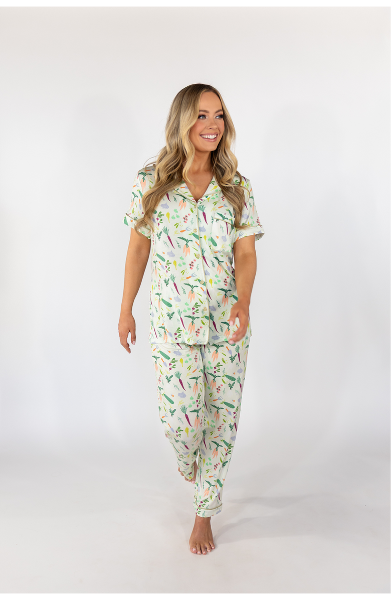 In My Sundays Short Sleeve & Cropped Pant Pajama Set, Alternate, color, Garden Party