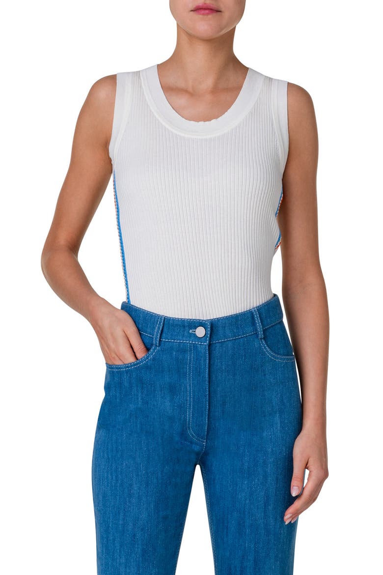 Side Stripe Rib Sweater Tank, Main, color, CREAM-MULTICOLOR