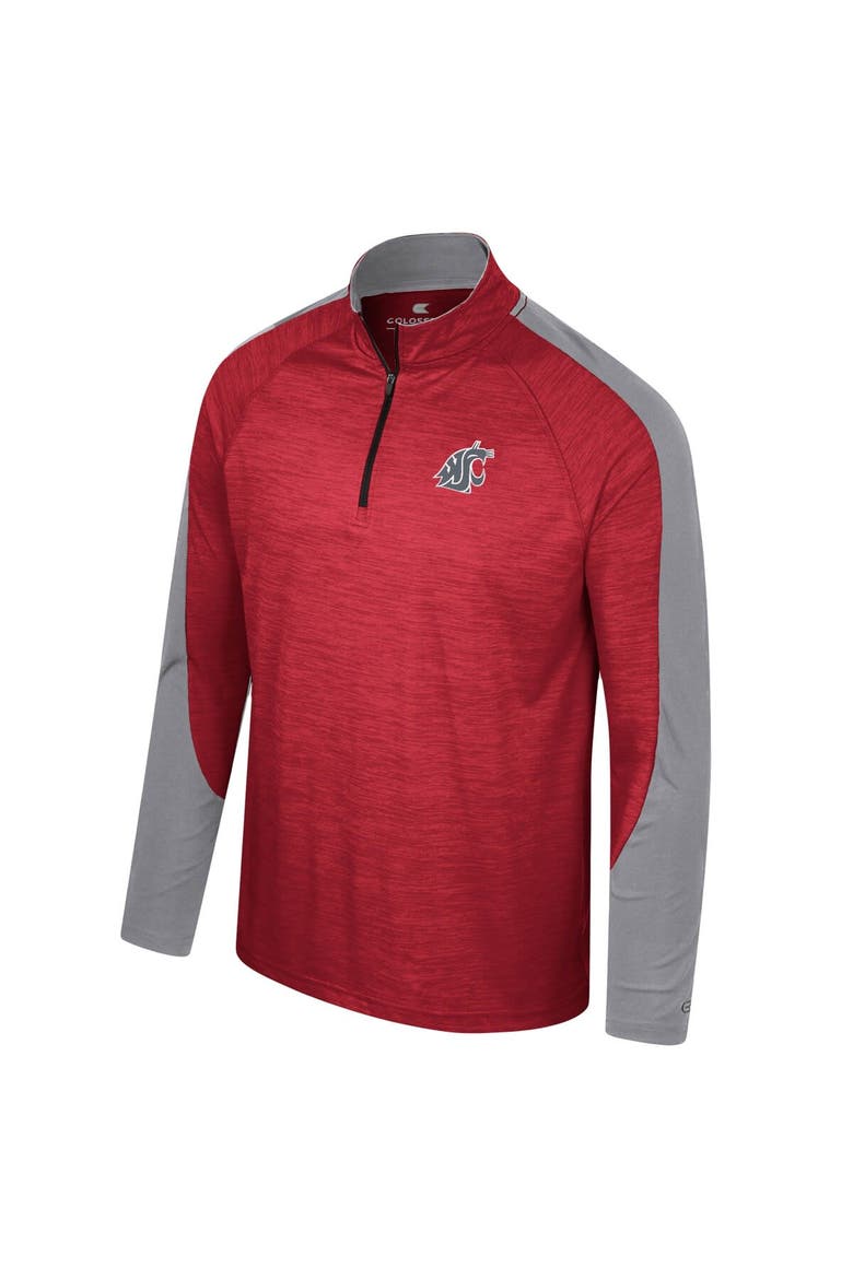 Men's Colosseum Crimson Washington State Cougars Langmore Raglan Quarter-Zip Top, Alternate, color, Crimson