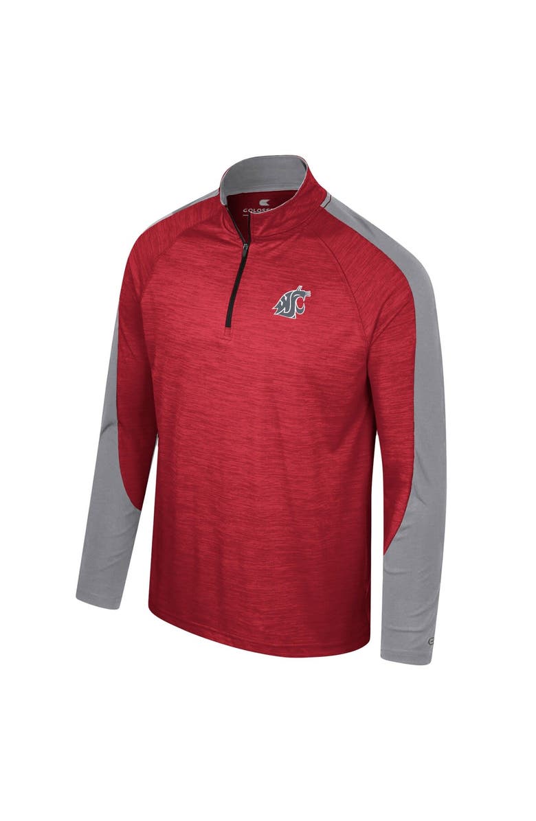 COLOSSEUM Men's Colosseum Crimson Washington State Cougars Langmore Raglan Quarter-Zip Top, Alternate, color, Crimson