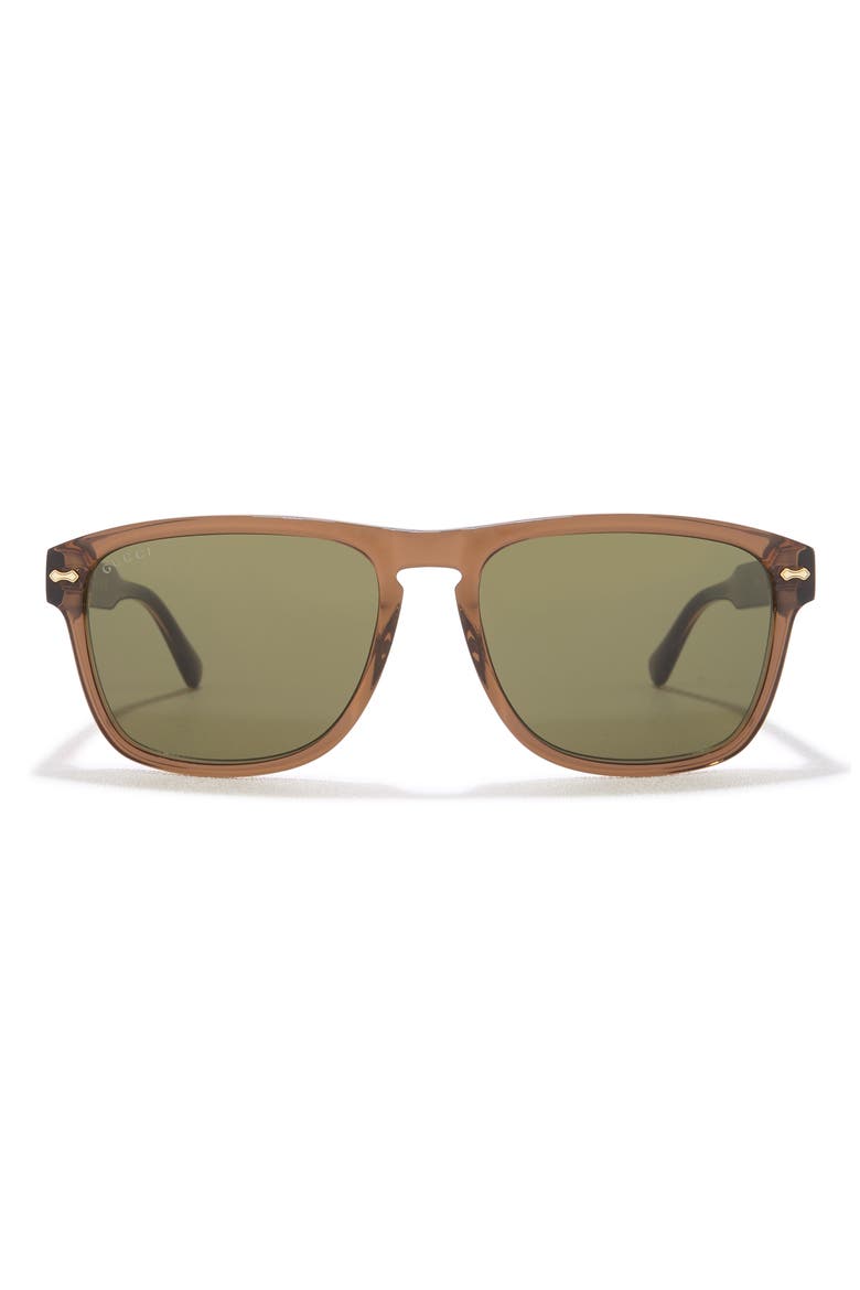 58mm Square Sunglasses, Main, color, BROWN GREEN