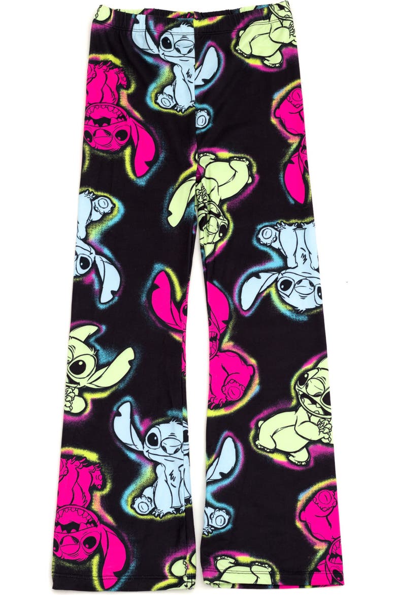 Lilo & Stitch Fleece Cropped Sweatshirt and Flare Leggings Set, Alternate, color, Black Neon Stitch