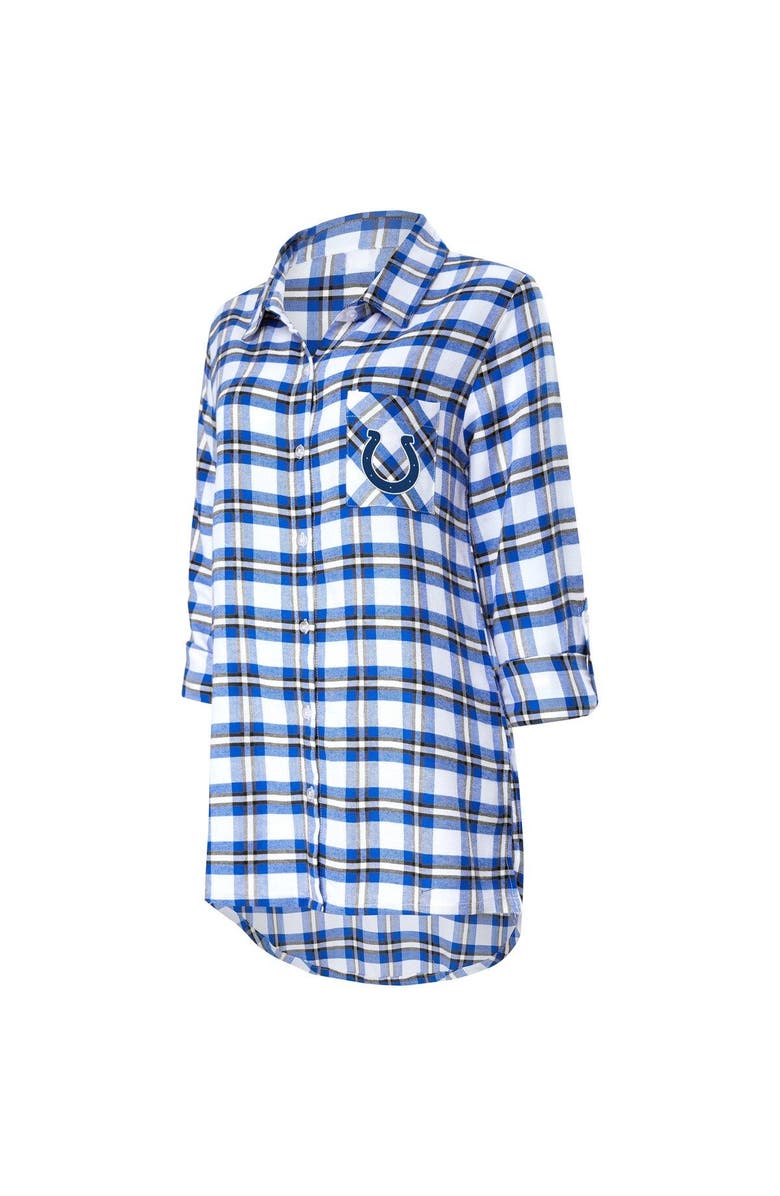 CONCEPTS SPORT Women's Concepts Sport Royal Indianapolis Colts Sienna Plaid Full-Button Long Sleeve Nightshirt, Alternate, color, Royal