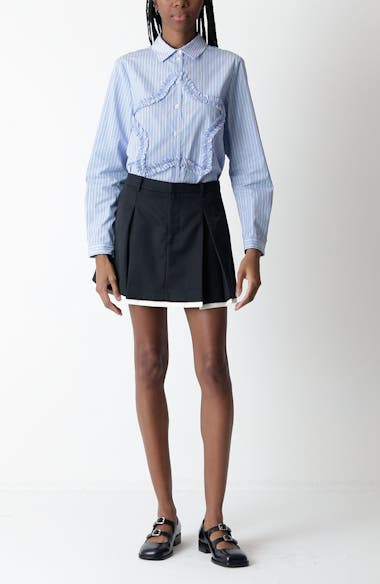 sandy liang シャツ　星　SIRIUS SHIRT ストライプ　青 Sandy Liang Sirius Stripe Cotton Button-Up Shirt | Nordstrom