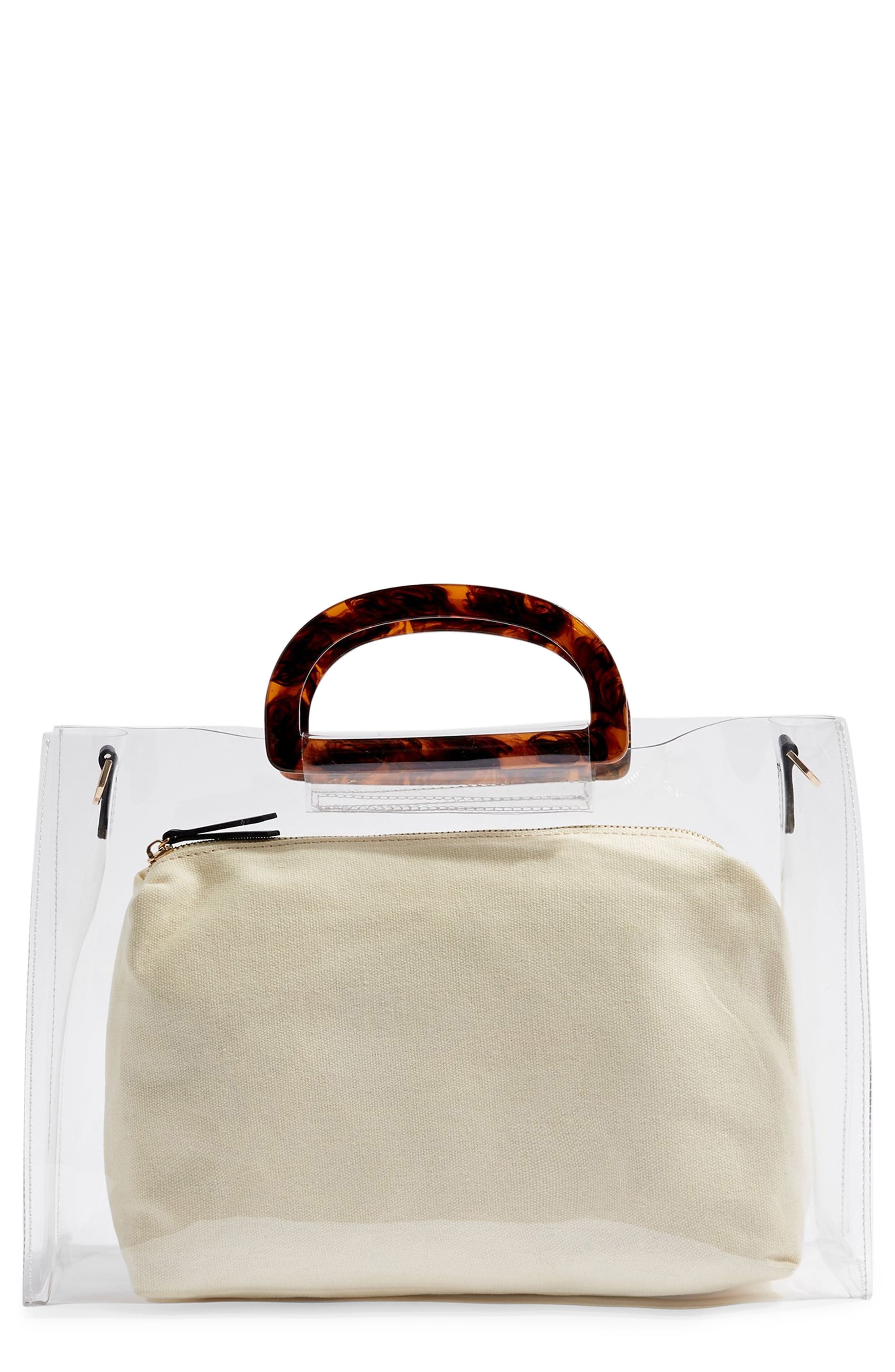 Malibu Transparent Tote, Main, color, CLEAR