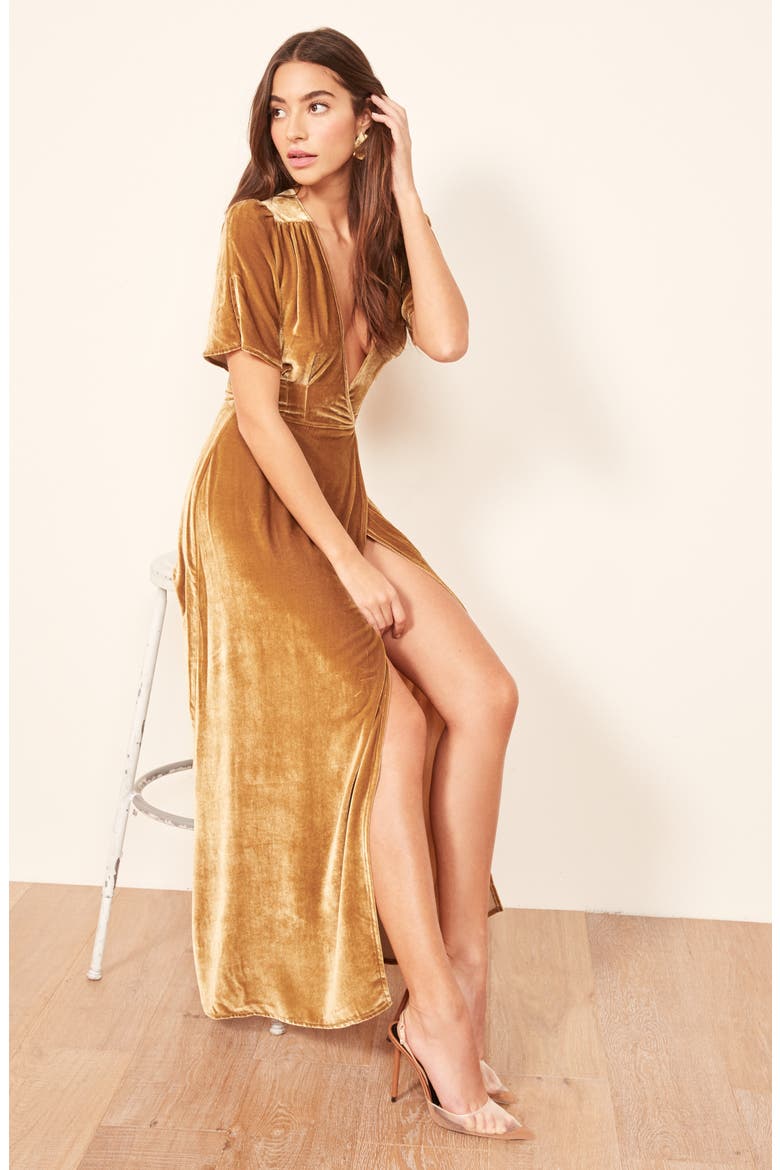 Tiffany Maxi Dress, Alternate, color, GOLD