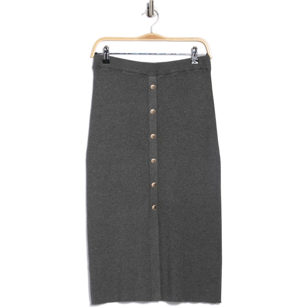 Ellen Tracy Button Front Sweater Skirt In Gray