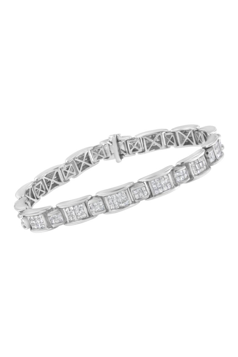 14K White Gold 5Cttw Diamond Alternating Station Tennis Bracelet, Alternate, color, White