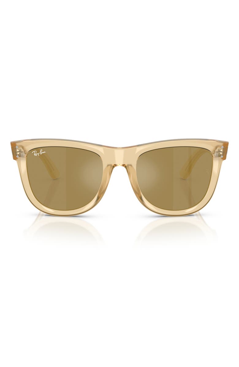 Ray-Ban Boyfriend Reverse 56mm Square Sunglasses, Main, color, Opal Yellow / Brown Gold