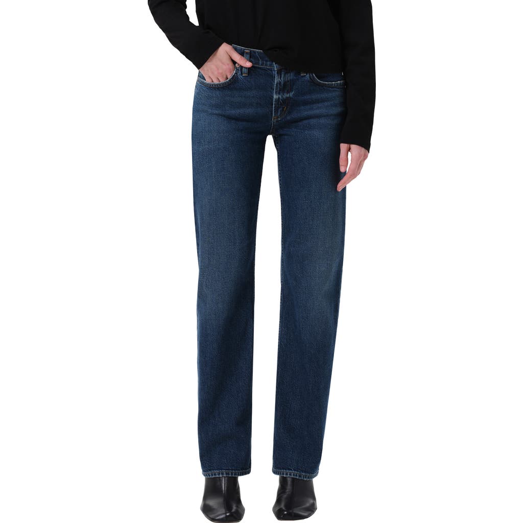 Agolde Denim Trousers With Belt Loops In Blue