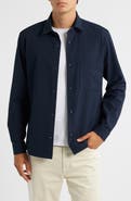 BOSS Leo Relaxed Fit Stretch Twill Snap-Up Shirt