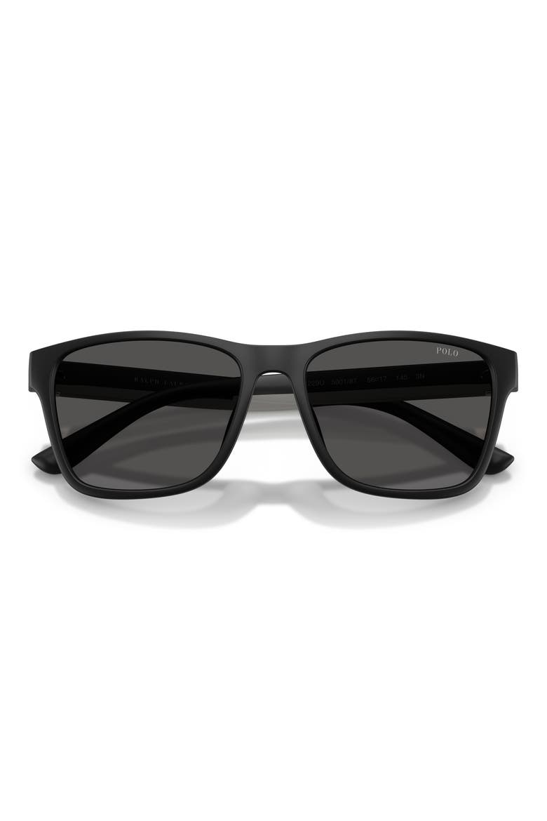 56mm Square Sunglasses, Alternate, color, MATTE BLACK / DARK GREY
