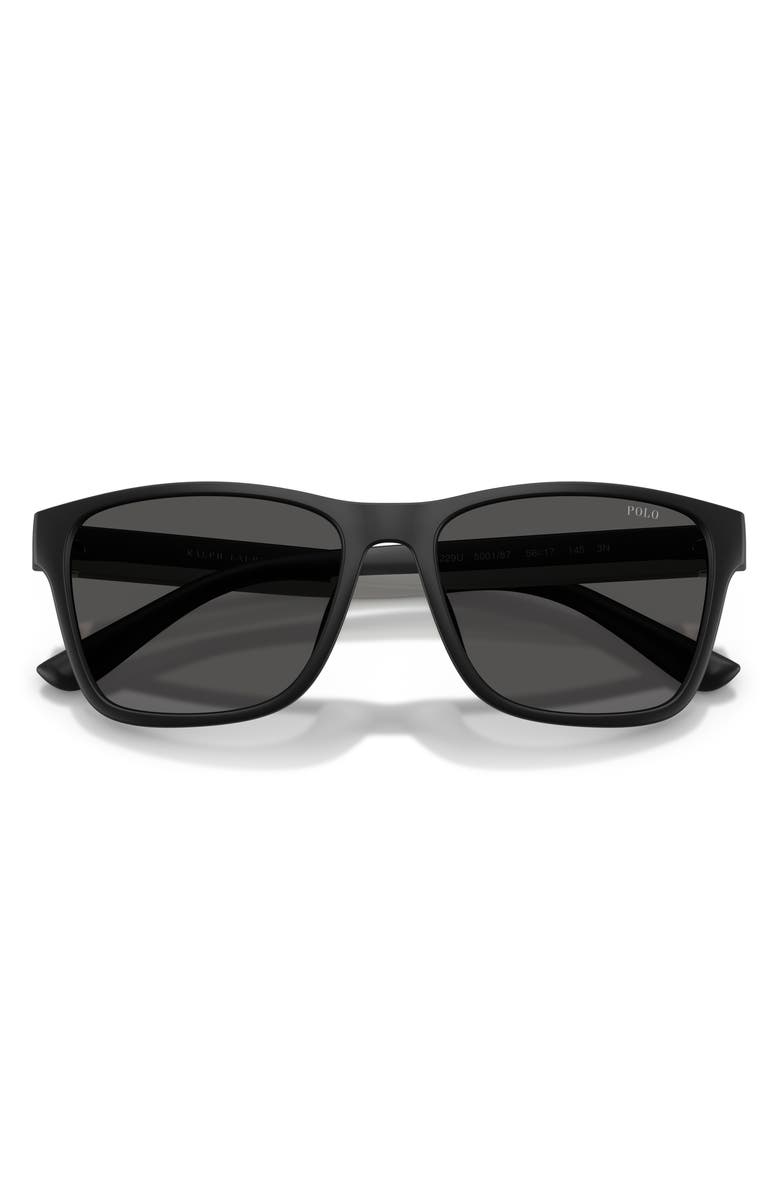 Polo Ralph Lauren 56mm Square Sunglasses, Alternate, color, Matte Black / Dark Grey