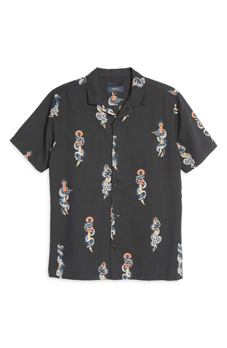 Roark Snake & Dagger Cotton & Linen Button-Up Camp Shirt, Alternate, color, 