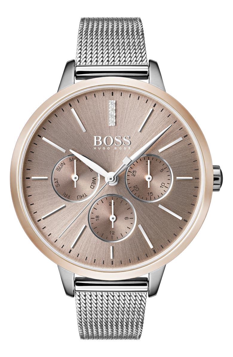BOSS Symphony Mesh Strap Watch, 38mm, Main, color,