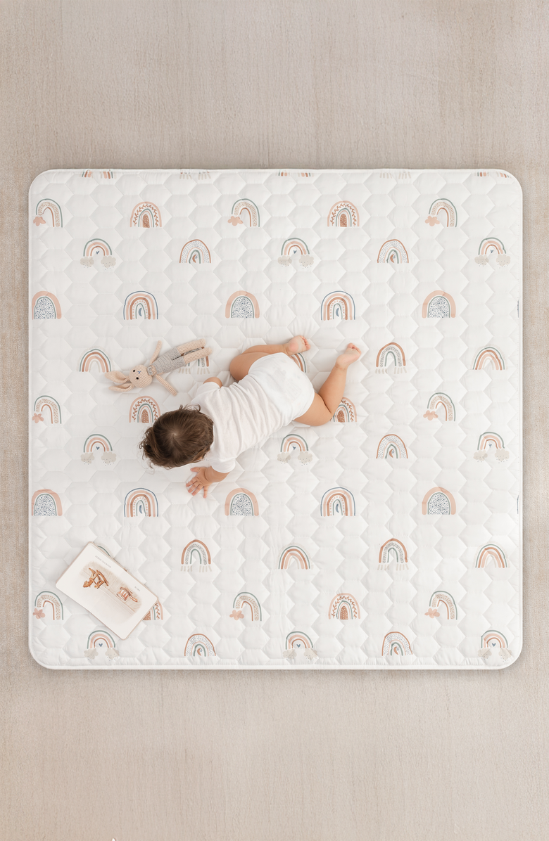 Comfy Cubs Premium Play Mat with Non-Slip Bottom, Square 56x56 inches, Alternate, color, Rainbow