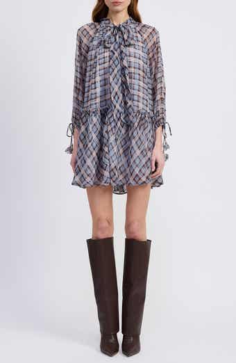 En Saison Briar Plaid Long Sleeve Minidress