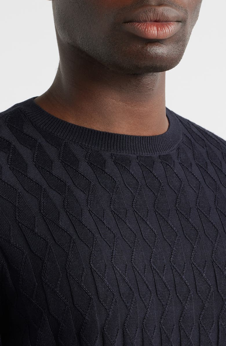 Emporio Armani Ribbed Crewneck Sweater, Alternate, color, Solid Blue Navy