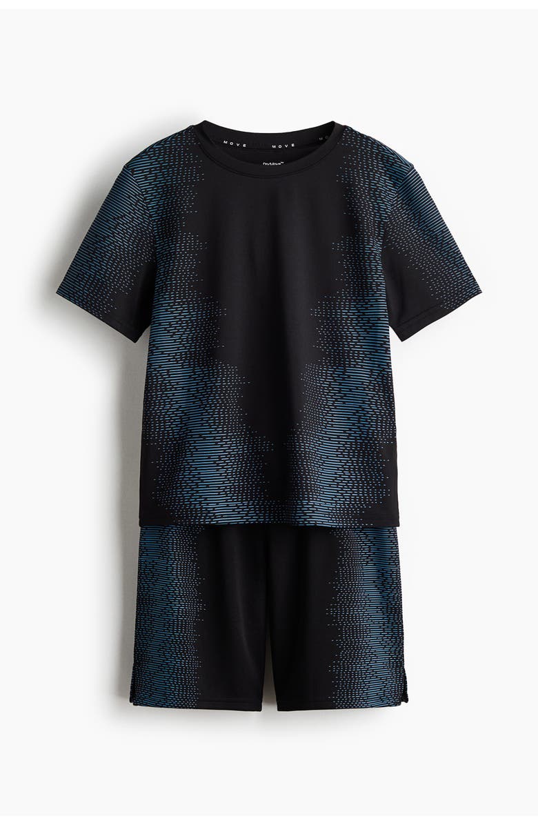 H&M 2-piece sports set with drymove, Main, color, Black/Patterned