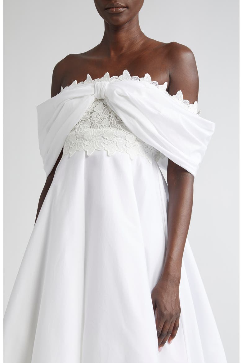 Lace Trim Off The Shoulder Dress, Alternate, color, OPTICAL WHITE