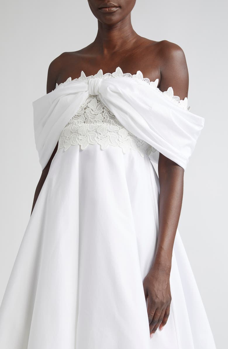 Giambattista Valli Lace Trim Off The Shoulder Dress, Alternate, color, Optical White