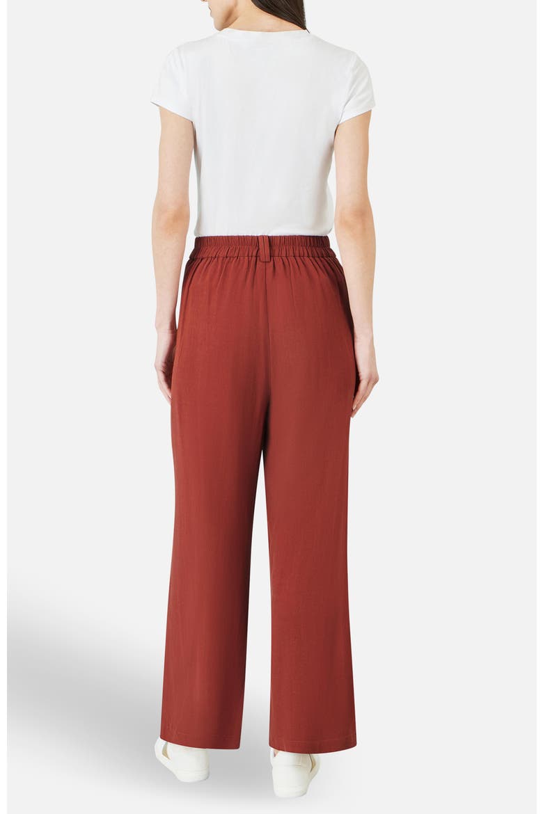Linen Mix Mid Rise Trousers, Alternate, color, Brown