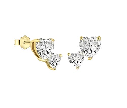 Donatello Gian Sterling Silver Double Heart Earrings In Gold