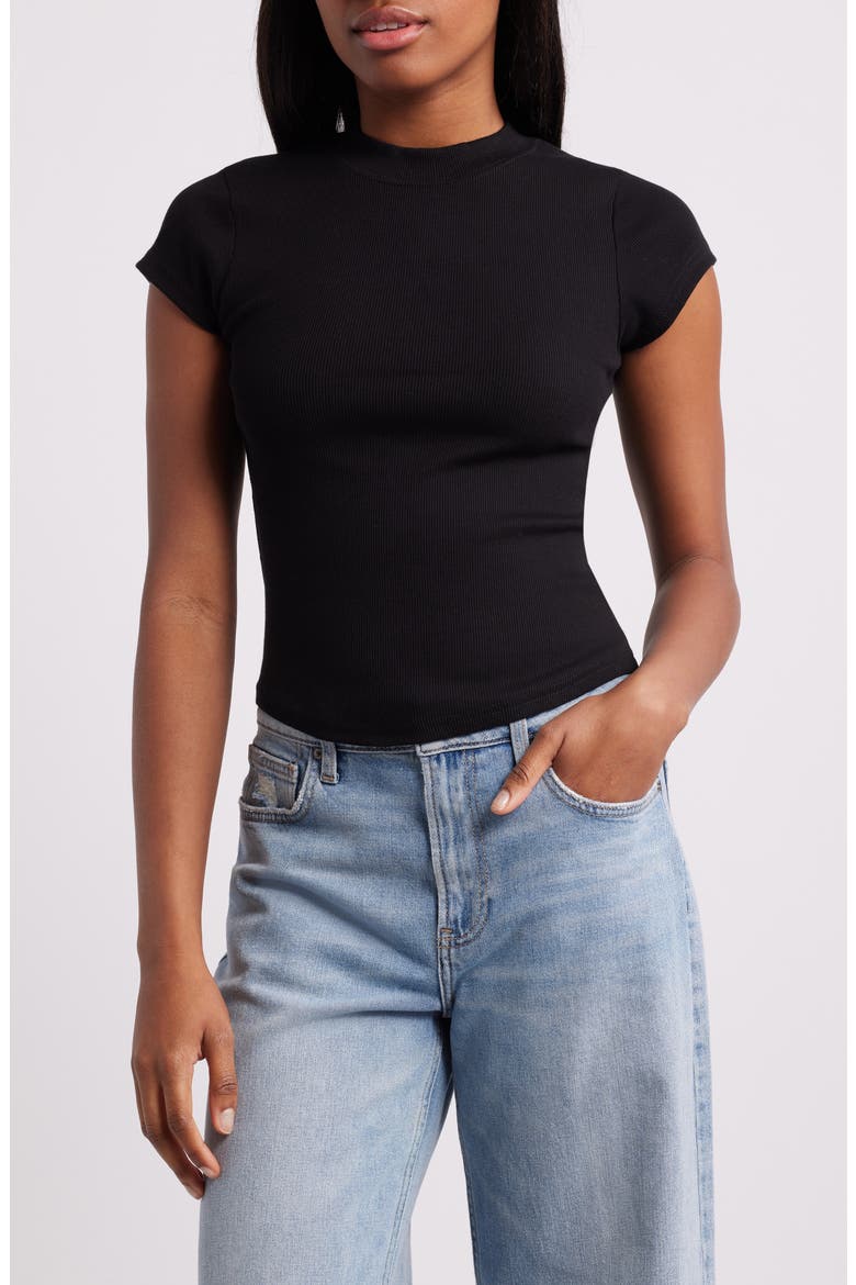 Fitted Rib T-Shirt, Main, color, BLACK