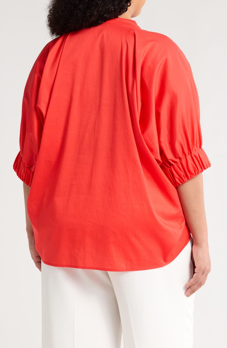 HARSHMAN Medina Elbow Sleeve Cotton Top, Alternate, color, Poppy Red