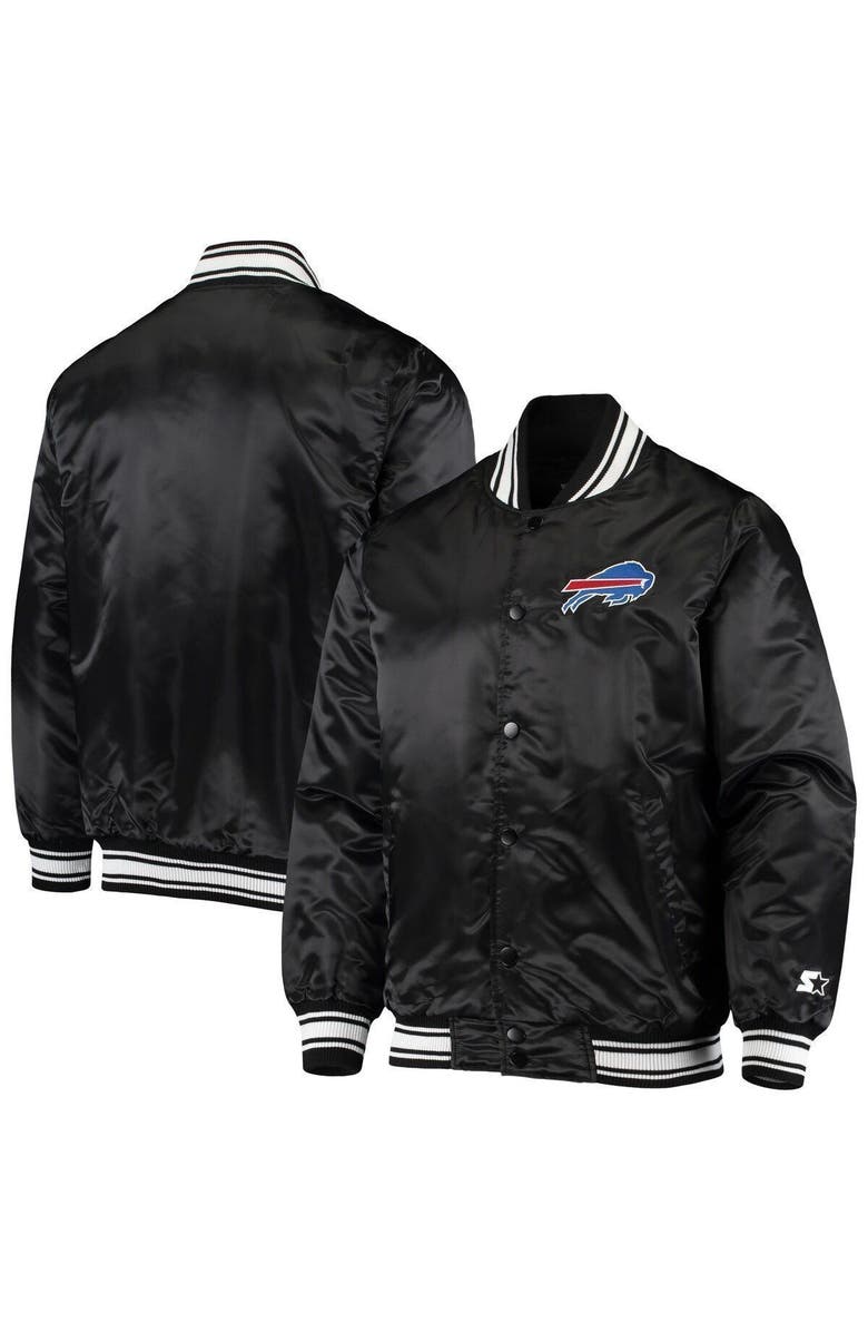 STARTER Men's Starter Blue Black Buffalo Bills Locker Room Satin Varsity Full-Snap Jacket, Alternate, color, 