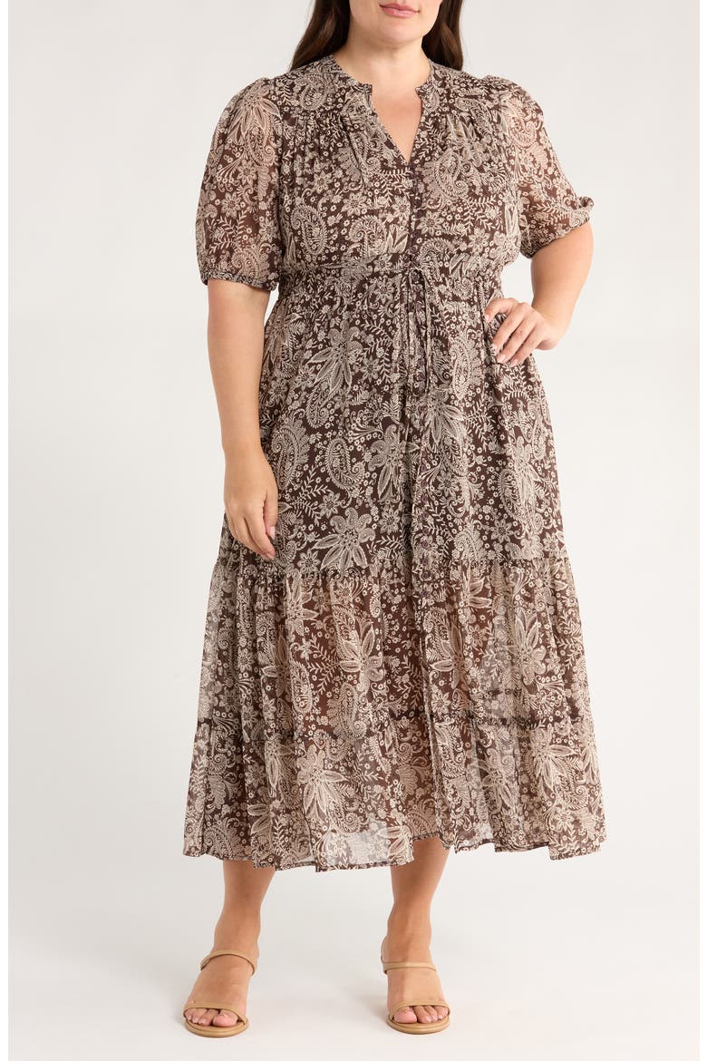 Kira Print Drawstring Maxi Dress, Main, color, JAVA FLORAL
