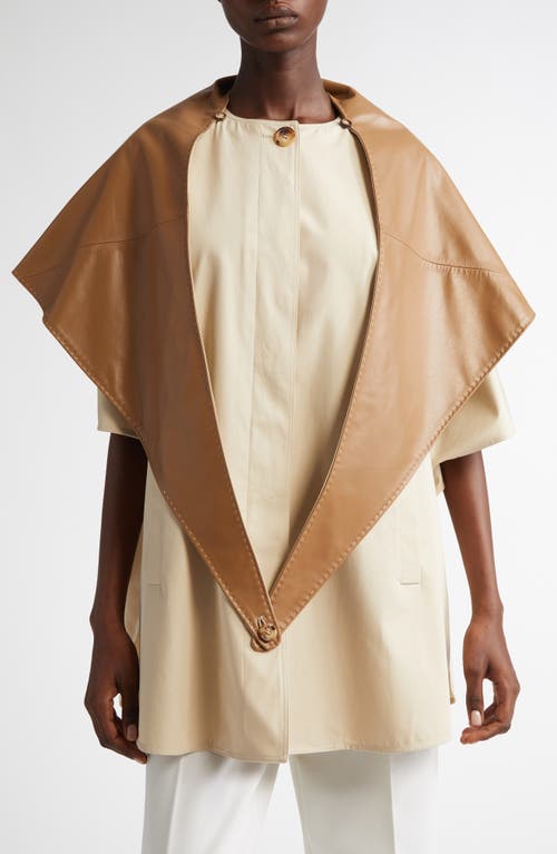 Max Mara Garza Cotton Cape With Removable Scarf In Colonial