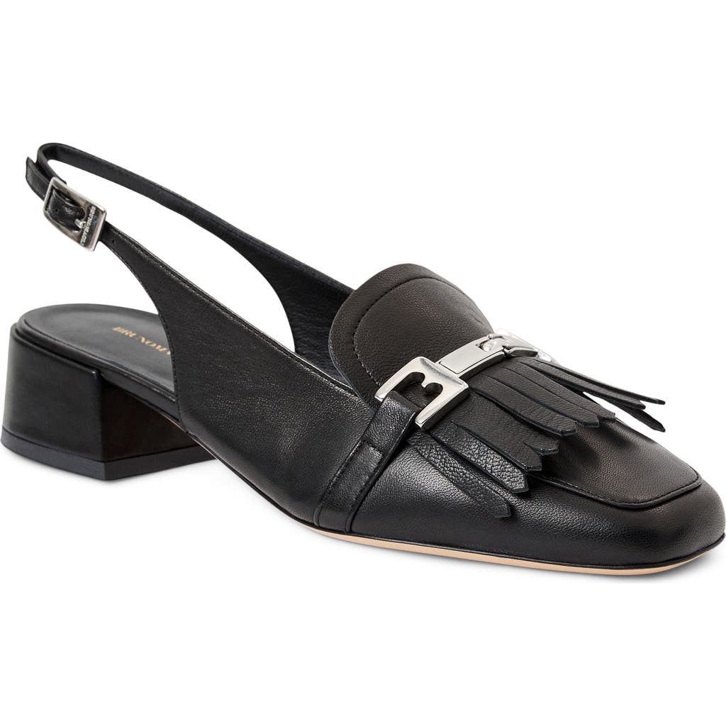 Bruno Magli Olive Slingback Kiltie Bit Loafer Pump In Black