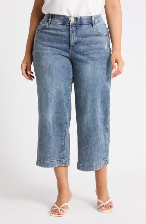 Double Side Seam Wide Leg Crop Jeans