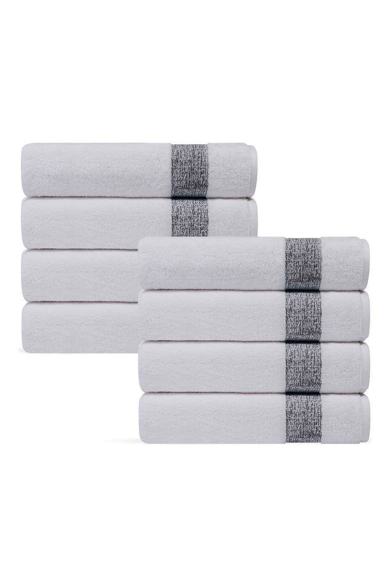 Pera 8-Piece Turkish Cotton Hand Towels, Main, color, ANTHRACITE