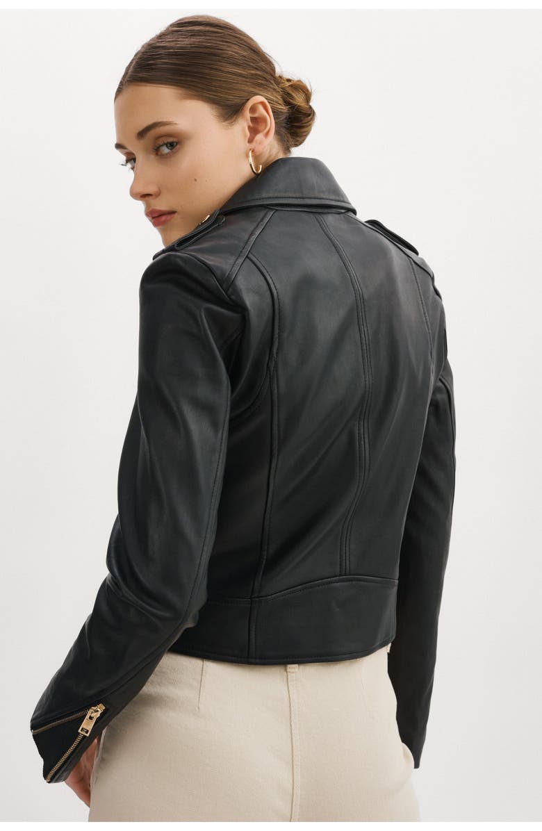 LAMARQUE DONNA GOLD | Iconic Leather Biker Jacket, Alternate, color, Black